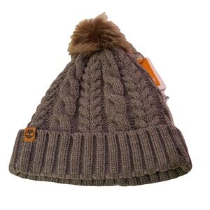 NWT Timberland Beanie with Pom pom, fleece lined, grey tan